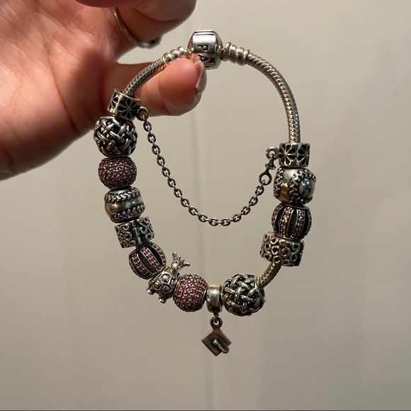 Silver Pandora Bracelet with 13 Charms - Picture 3 of 11